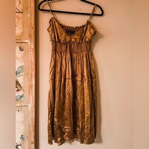 BCBG Tan Silk Print Dress